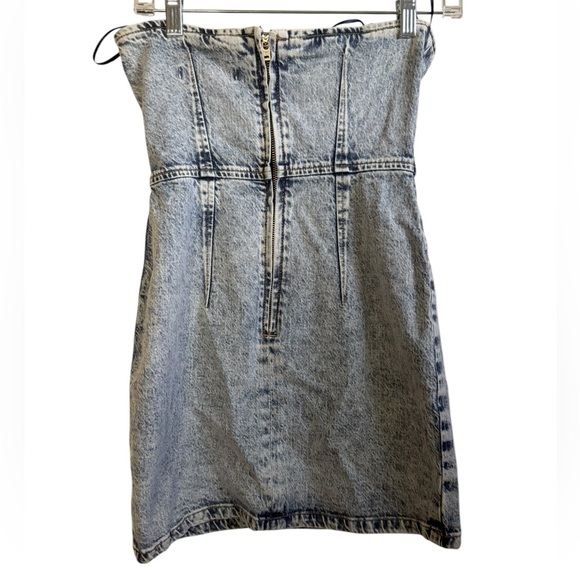 Zara Strapless Denim Dress - Blue - Picture 2 of 6
